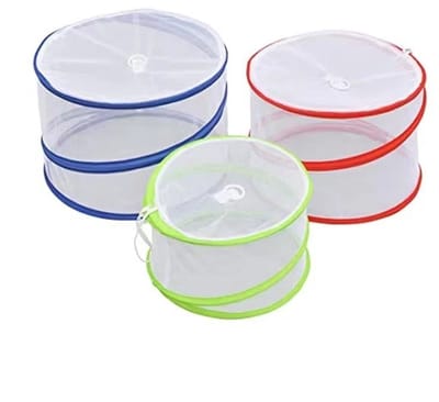 Insectenwerende voedselhoezen – 3-delige set – Opvouwbare voedseltenten – Gaashoezen voor fruit, gebak en meer (3 formaten) – Bescherming tegen vliegen en insecten – Ideaal voor barbecues, salades, picknicks en kamperen