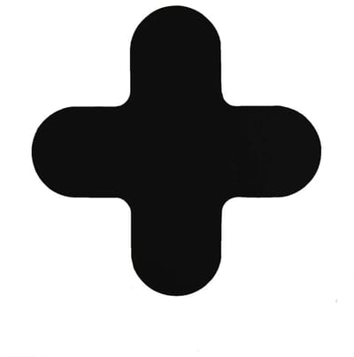 Kruis (X-stuk) Zwart 290 x 290 mm - vloersticker met vlakke toplaag