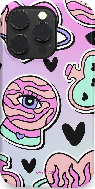 Casetastic Hoesje Geschikt voor Apple iPhone 14 Pro Magsafe - Stijlvolle Beschermende Duo-layer Case - Pastel Popart