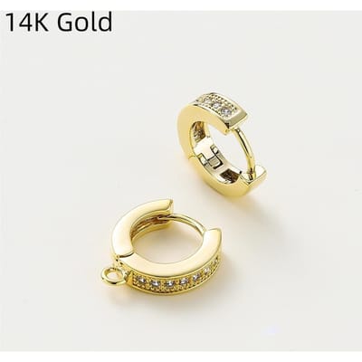 1 paar 14 K/18 K Goud Kleur Plated Messing Oorbellen Ingelegd Zirkoon Oorbel Voor Sieraden Bevindingen Maken levert Vrouwen Geschenken