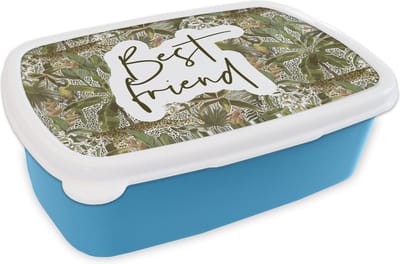 Broodtrommel Blauw - Lunchbox - Brooddoos - Beste vrienden - Quotes - Best friend - Spreuken - 18x12x6 cm - Kinderen - Jongen