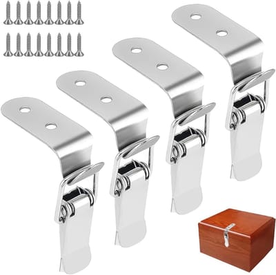 Set van 4 RVS Snap Klemmen 90 Graden met 16 Schroeven - Stevige Spanklemmen voor Koffers, Gereedschapskisten en Meubels