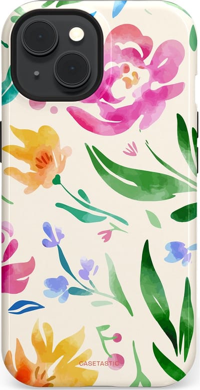 Casetastic Hoesje Geschikt voor Apple iPhone 15 Magsafe - Stijlvolle Beschermende Duo-layer Case - Waterflora