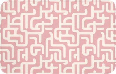 Badmat 80x50 cm - Antislip - Doolhofpatroon - Roze - Wit - Abstract - Badmatten voor badkamer - Badkamermat - Douchemat - Badkamer mat