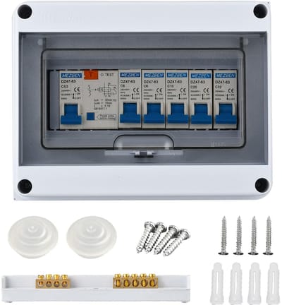 VT Goods - Waterdichte Verdeeldoos - IP65 met Automatische Schakelaar en 63A/30mA RCD - 8 Wegen - Elektrische Beveiliging - Geschikt voor Buiten - B...