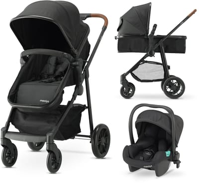 Mooiys Kai 3-in-1 Inklapbare Kinderwagen - Inclusief Autostoel - Zwart