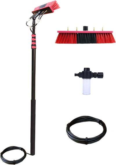 Glasreinigingsborstel - Raamwisser - Hoge Ramen Wassen - Uitschuifbaar tot 6 meter - 35 cm borstel