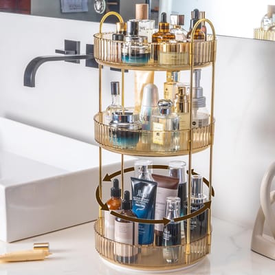 Unyqoos® 360 Graden Draaibare Cosmetica Organizer voor Make-uptafel en Badkamer met Drie Lagen