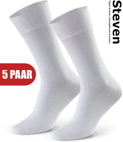 STEVEN - Katoen Heren Sokken Lichtgrijs - Multipack 5 Paar - Maat 45 46 47 - Luxe Mannen Sokken - Hoogwaardige Kwaliteit - Naadloos - Voor onder een Pak - MADE in EU