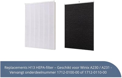 Replacements filterset voor Winix P300 - Winix Zero - Winix 2020EU luchtreinigers en meer - 1 HEPA filter + 4 actieve koolstof voorfilters