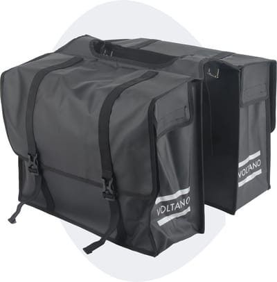 Voltano Dubbele Fietstas XL - Tarpaulin - 100% Waterdicht en Slijtvast - 48 Liter - Zwart