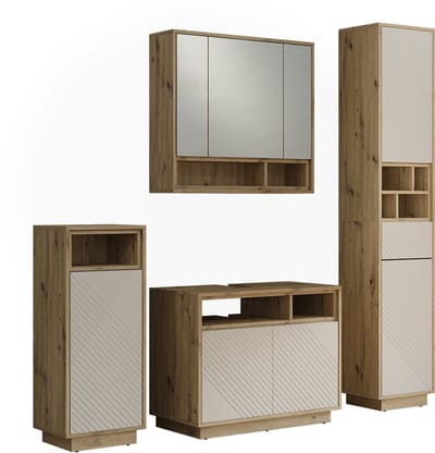 Vicco badkamermeubelset Beatrice, Kasjmier/Artisanaal eiken, 4-delig