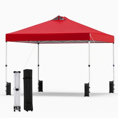 Partytent - 3x3 m - Zijwanden - Easy Up - Paviljoen - Opvouwbaar - Waterdicht - Weerbestendig - Rood
