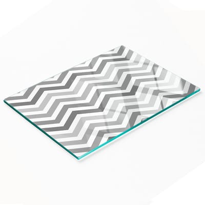 Keukenplank van gehard glas met decoratieve grijze zigzagafbeelding, 80x52 cm