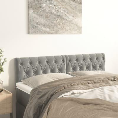 vidaXL - Hoofdborden - 160x7x78/88 - cm - fluweel - lichtgrijs