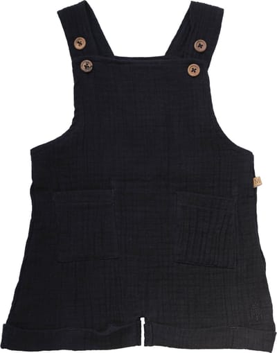 MXM Baby Korte tuinbroek- Zwart- Short- Salopette- Katoen- knopen- zakken- Maat 50