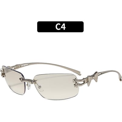 Koreaanse Y2K Randloze Zonnebril Dames Luxe Vierkante Zonnebril Punk Brillen Dames Mode Trendy Accessoires