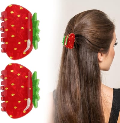 Haarspelden 2pcs Aardbei - Elegante Haaraccessoires - Kleine Persoonlijke Clips - Perfect voor elke gelegenheid - SnelShoppen