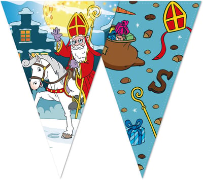 3x Vlaggenlijn 10 meter Sinterklaas 2 Zijdig bedrukt - Sinterklaas Decoratie Versiering Piet December Ballon Vlaggenlijn
