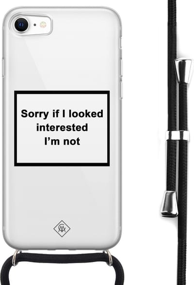 Casimoda® hoesje met koord - Geschikt voor iPhone 8 - Not Interested - Afneembaar koord - Siliconen/TPU - Transparant