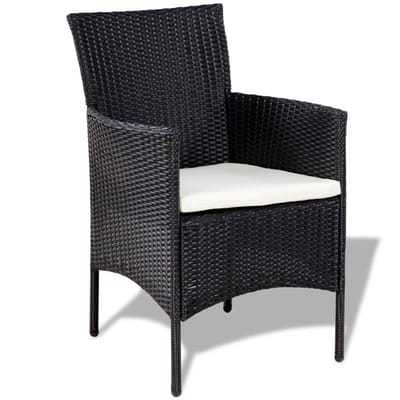 vidaXL - 4-delige - Loungeset - met - kussens - poly - rattan - zwart