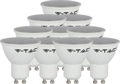 V-TAC VT-1975-N LED Spotlight - SMD - GU10 - Melkachtige Afdekvoet - IP20 - Dag Wit - 4,5W - 4000K - SMD - Rond - 50 x 56,5mm - Set van 10