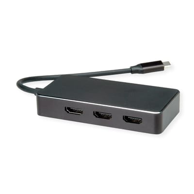 Value USB-C Adapter [1x USB-C stekker - 3x HDMI-bus] VALUE Multi-Display Adapter USB Typ C - 10 cm 4K UHD