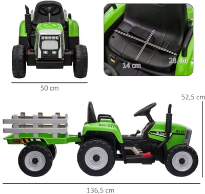 Kinder Elektrische Tractor - Groen Zwart - Afstandsbediening