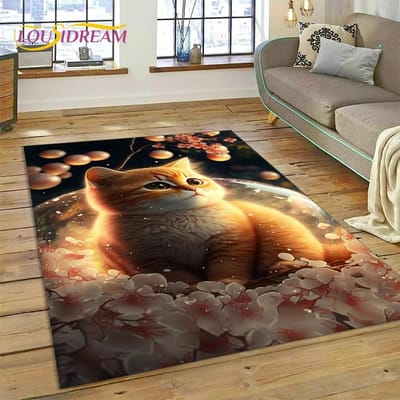 3D Perzische Kat, Schattige Lapjeskat, Ragdoll Cartoon Vloerkleed Tapijt voor Woonkamer Slaapkamer Huisdecoratie, Antislip voor Bank Deurmat Cadeau Kind 70x100cm( 27x39in )