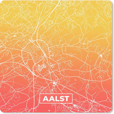 Muismat 20x20 cm - Mousepad Stadskaart - Aalst - België - Oranje - Muismatten
