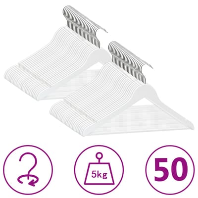 vidaXL - 50-delige - Kledinghangerset - anti-slip - hardhout - wit