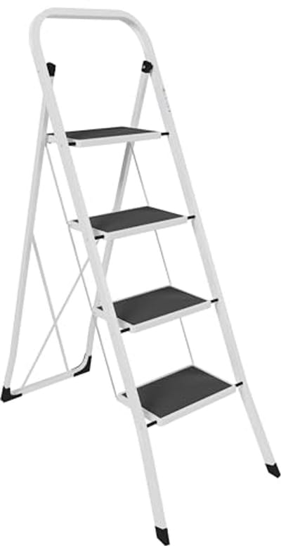 4-traps ladder met antislipmat - opvouwbaar en draagbaar