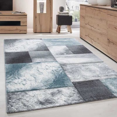 Modern 3D-tapijt met contourgesneden design, Hawaii 1710 Blauw 80x300 cm