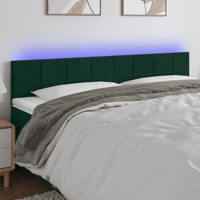 vidaXL - Hoofdbord - LED - 200x5x78/88 - cm - fluweel - donkergroen