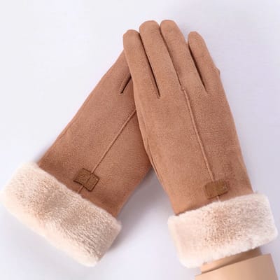 Dameshandschoenen - Voor Herfst en Winter - Winterhandschoenen Met Touchscreen - extra zacht - met wollen binnen voering - Bruin - One size - LOUZIR