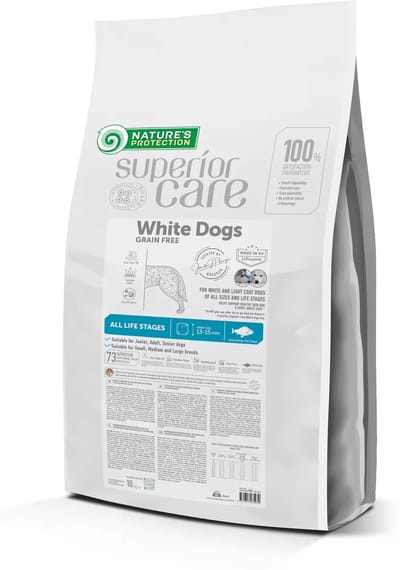 Nature´s Protection White Dog Adult 10kg Graanvrij Met Vis Transparant