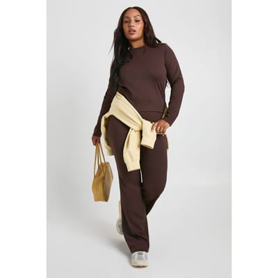 boohoo Dames Plus Super Soft Hoge Taille Uitlopende Legging | Coffee | Maat: 16