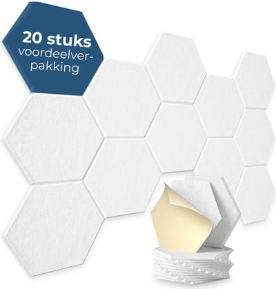 DeciShield 20 akoestische panelen - Zelfklevend -Wandpaneel - Geluidsisolatie - Geluidspanelen - Wit