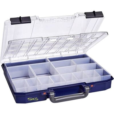 raaco CarryLite 55 4x8-16 DLU Assortimentskoffer (l x b x h) 278 x 337 x 58 mm Aantal vakken: 16 Incl. handgreep Box Inhoud 1 stuk(s)