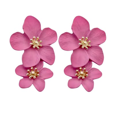 Oorbellen -Glee -midden roze bloem-Charme Bijoux