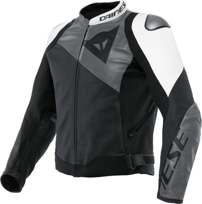 Dainese Sportiva Leren Jas Zwart Mat Antraciet Wit - Jas