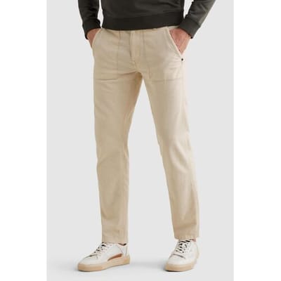 PME legend ecru heren broek   Regular fit   Steekzakken   Structuur patroon   Knoop- en ritssluiting   Regular waist Ecru 31/34