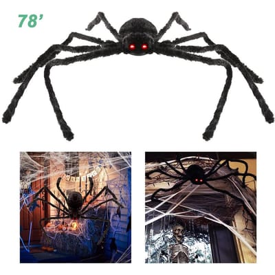 Araignée géante de 200 cm pour Halloween, décorations, accessoires, simulation réglable, suspension pour Halloween noir