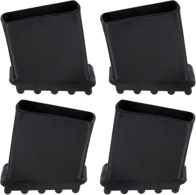 Laddervoeten Set - Antislip Voetkappen - Vloer Beschermen - Duurzame Rubberen Vervanging - 6x6x2.8CM - Zwart