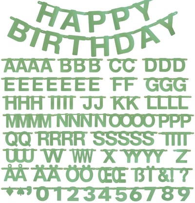 Dailygoods- Letterslinger 146 Groene Letters - Feestversiering - DIY Banner - Welkom Thuis - Happy Birthday - Stevige Materialen