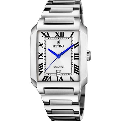 Festina F20677/1 Heren Horloge - Mineraalglas - Roestvrijstaal/Staal - Zilverkleurig - Ø 40.5 mm - Quartz - Vouw/Vlindersluiting - 5 ATM (douchen)