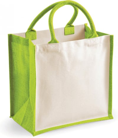 Westford Mill Printers Midi Jute Bag WM421 - Apple Green - 30 x 30 x 19 cm