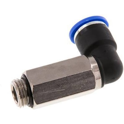 10mm x G1/4'' 90 graden L-verbinding Messing/PA 66 Insteekfitting Buitendraad Lange Huls Draaibaar NBR [2 Stuks]