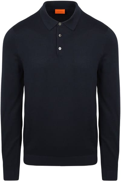 Suitable Longsleeve Poloshirt Flat Knit Donkerblauw (navy) - Maat 3XL - Heren - Polo shirt Heren met Lange mouwen