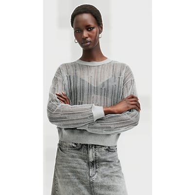 AllSaints Giana Ls Sweat Silver Maat: XS | Gebreide Truien Outlet | Dames | Wit